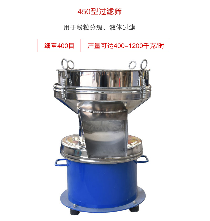 450型過濾篩用于粉粒分級、液體過濾